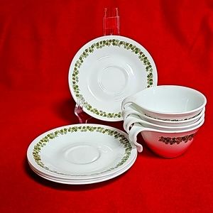 Vintage x4 Corelle Crazy Daisy Blossom Cup Saucer